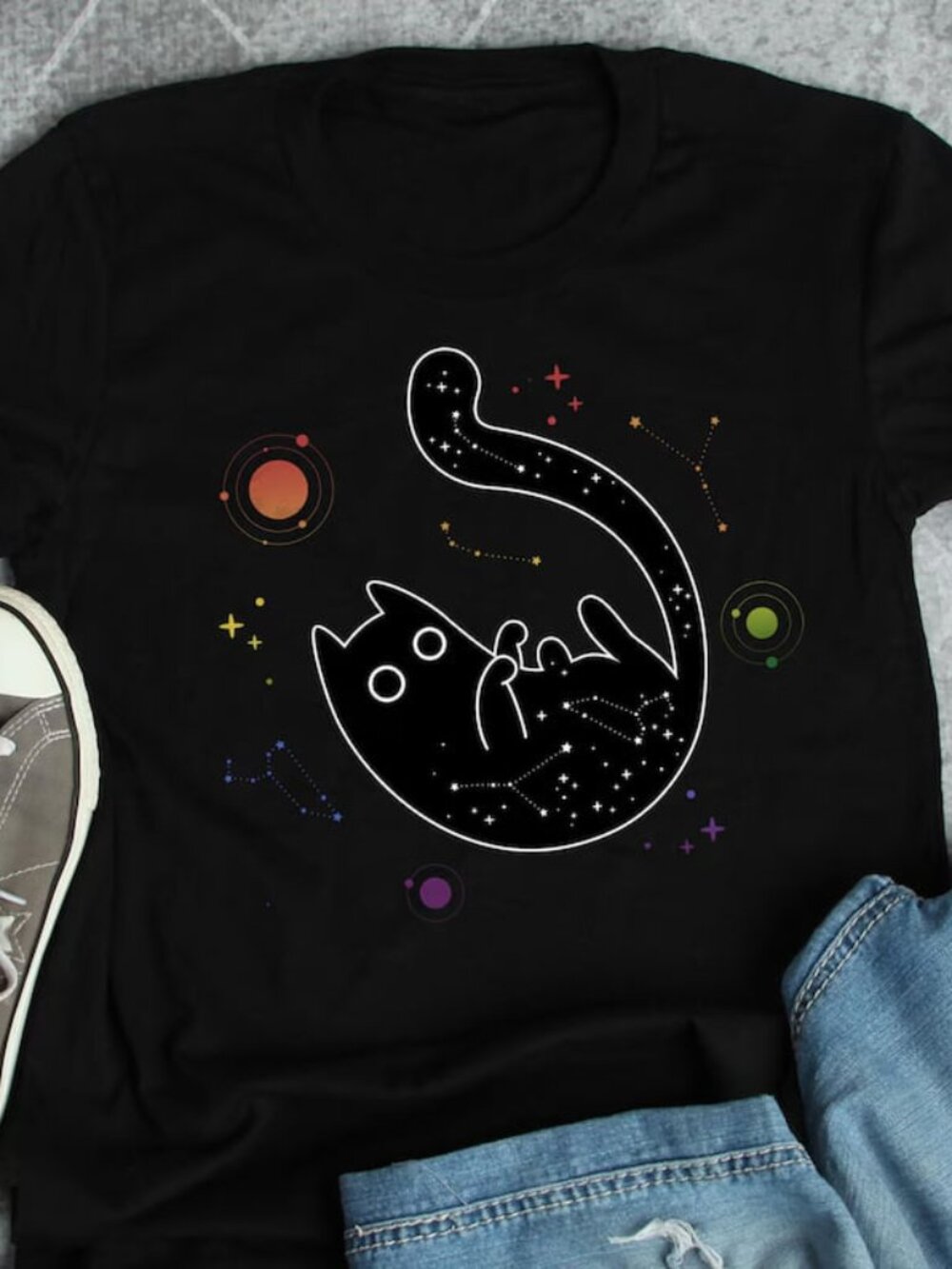 Rainbow Cat Shirt, Cute Cat Tee, Gift For Cat Lover